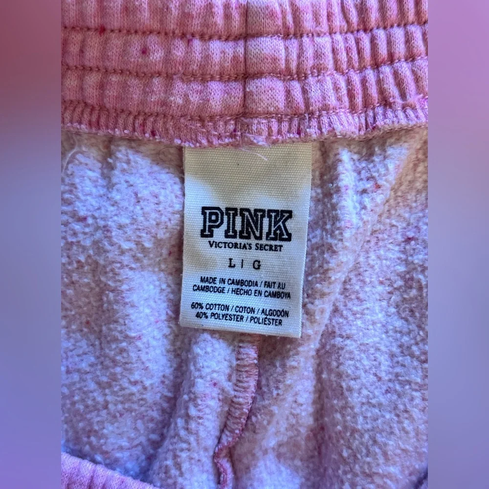 VS PINK VINTAGE 2013 Y2K SKINNY JOGGER SWEATPANTS SPECKLED PINK SCRIPT LOGO HTF - Picture 7 of 8